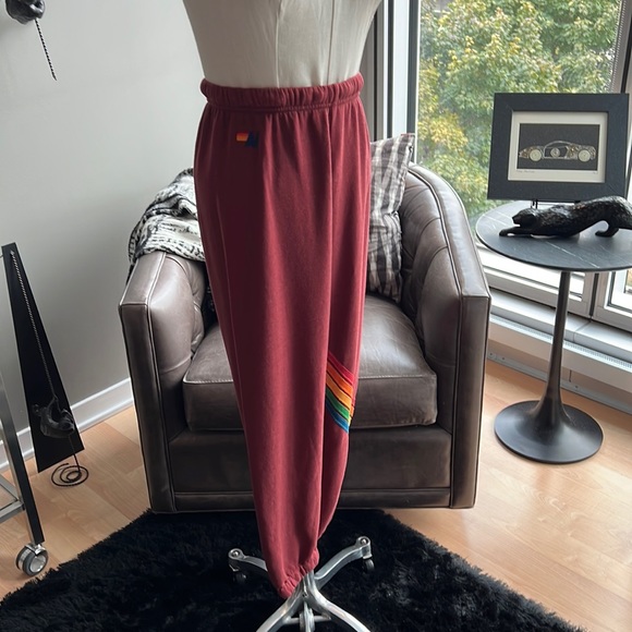 Aviator Nation Chevron Stripe Joggers in Claret Size XS - Picture 2 of 6